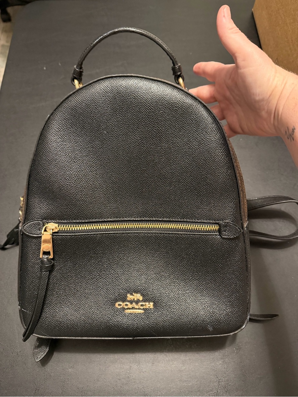 Coach Black Pebbled Leather Mini Backpack with Gold Hardware